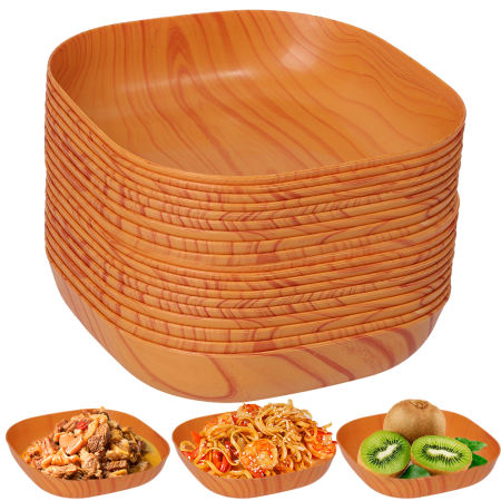 10Pcs Wooden Design Plate Set - Kitchen Tableware