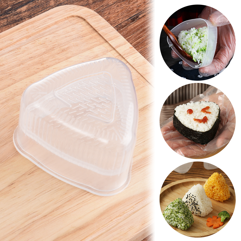 luzen 6pcs Clear Plastic Sushi Mold Case Box Triangle Rice Ball Mold Maker Sushi DIY Kitchen Tool with Lid for Beginners and Profes