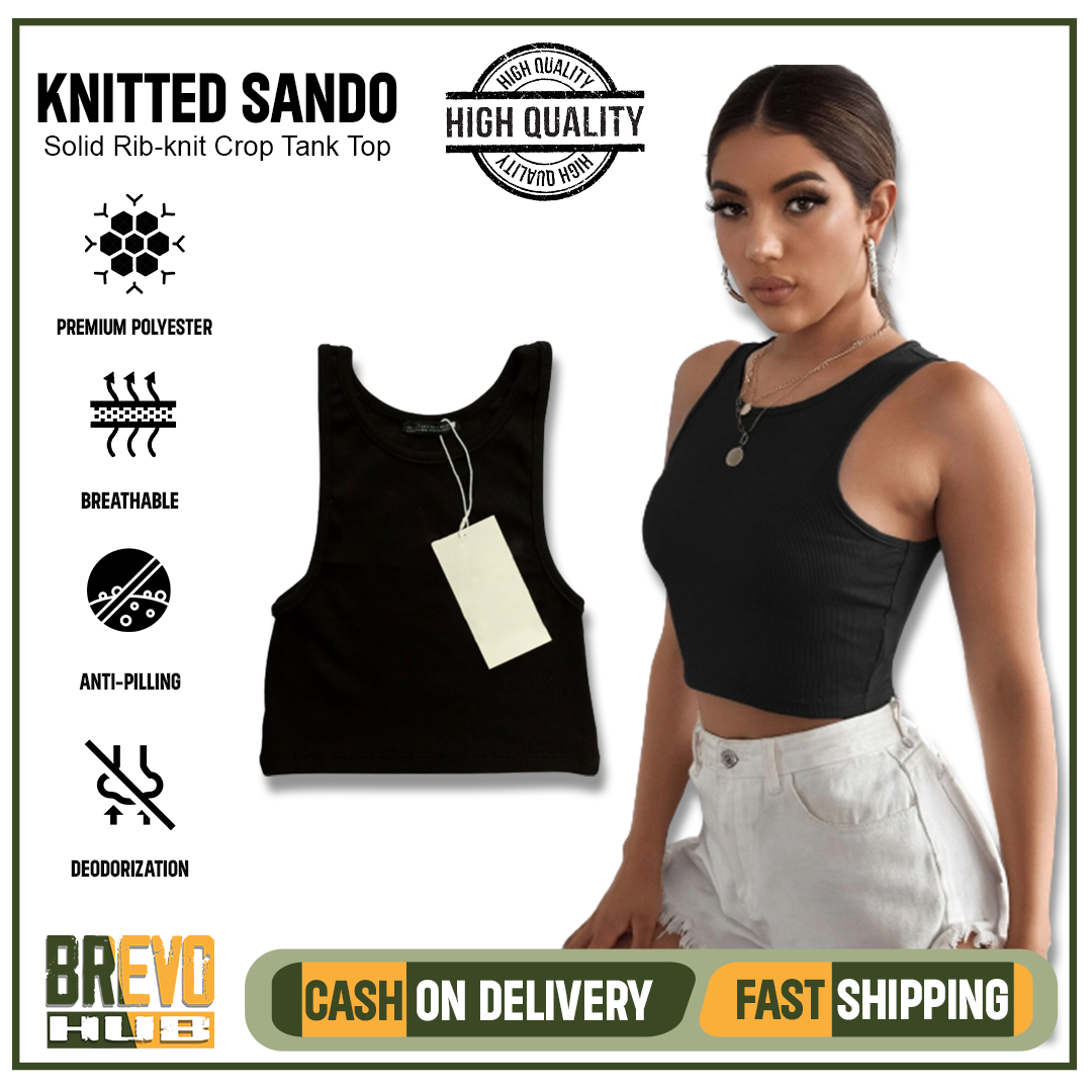 Solid Rib Knit Crop Tank Top