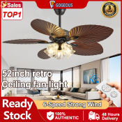 Nordic Industrial Ceiling Fan with Light and Remote Control