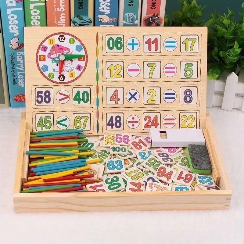 Ctmw Math Toy Wooden Learning Box Jogo de Aprendizagem Com Desenho