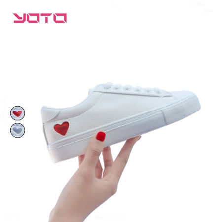 Korean Women's Sneakers Sale: White Lace-up Flats by Yoto