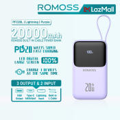 Romoss 20000mAh PD20W Fast Charging Powerbank with Built-in Cable