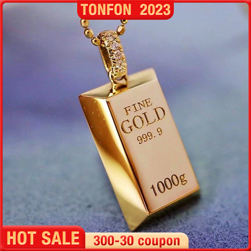 Gold Bar Pendant in Solid