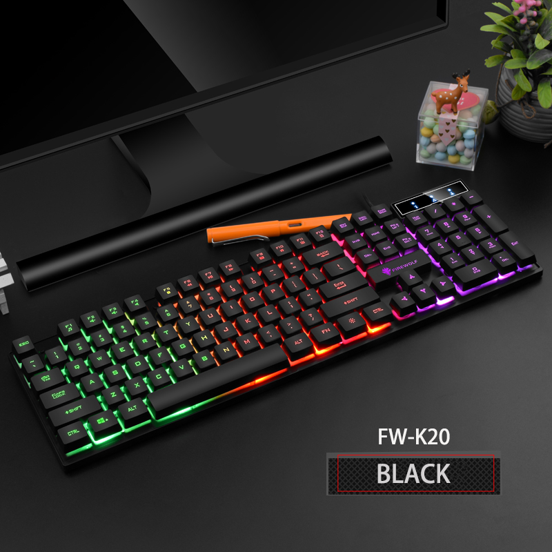 FIREWOLF Rainbow LED Gaming Keyboard for PC (USB Wired)