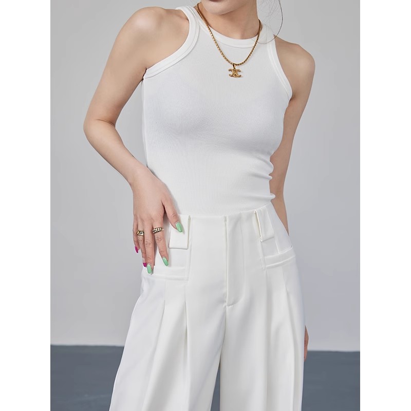 Motovita Women Sexy Knitted Vest Ribbed Slim Camis Sleeveless Round Neck Tank Tops Summer Female Casual Solid Color Basic Camisole - Image 2
