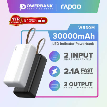 Rapoo 30000mAh Fast Charging Powerbank for iPhone and Android
