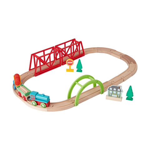 Wooden train set deals kmart