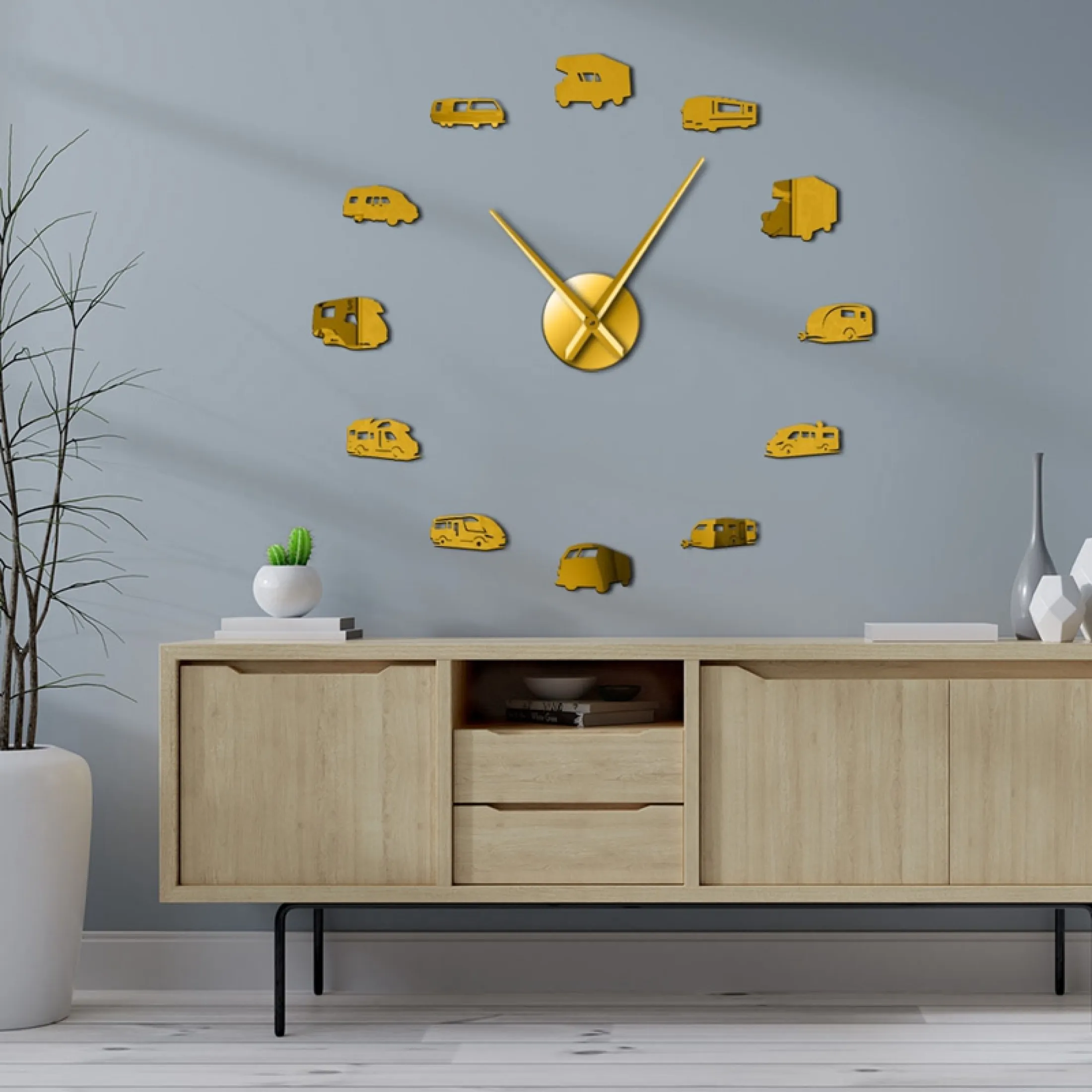 Car Shape 3d Acrylic Mirror Wall Clock