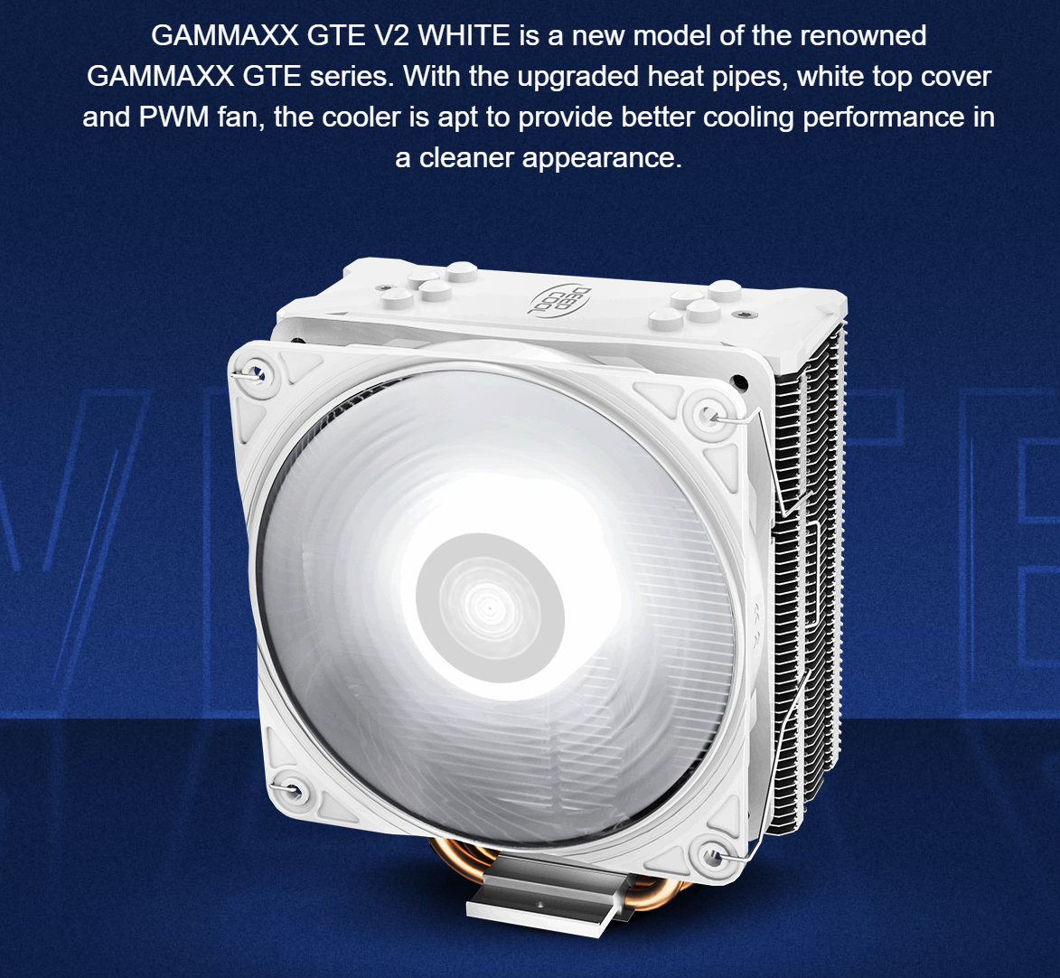 Deepcool GAMMAXX GTE V2 WHITE **w/ LGA 1700 support** 120mm CPU Air Cooler DP-MCH4-GMX-GTE-V2WH AMD AM4 AM3+ AM3 AM2+ AM2 FM2+ FM2 FM1 RGB