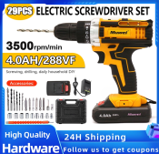 Cordless Impact Drill with Hammer Function and Screwdriver Bits