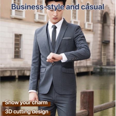 Men’s 3pcs Slim Fit Suit Exquisite Workmanship Comfortable And Fashionable Three-piece Suit For Men's Slim Suits Business Wedding Party Jacket