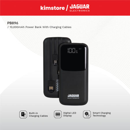 Jaguar Electronics 10000mAh Power Bank with Charging Cable