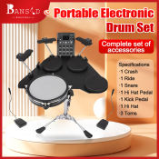 Bansid Electronic Table Top Drum Kit with Built-in Speakers