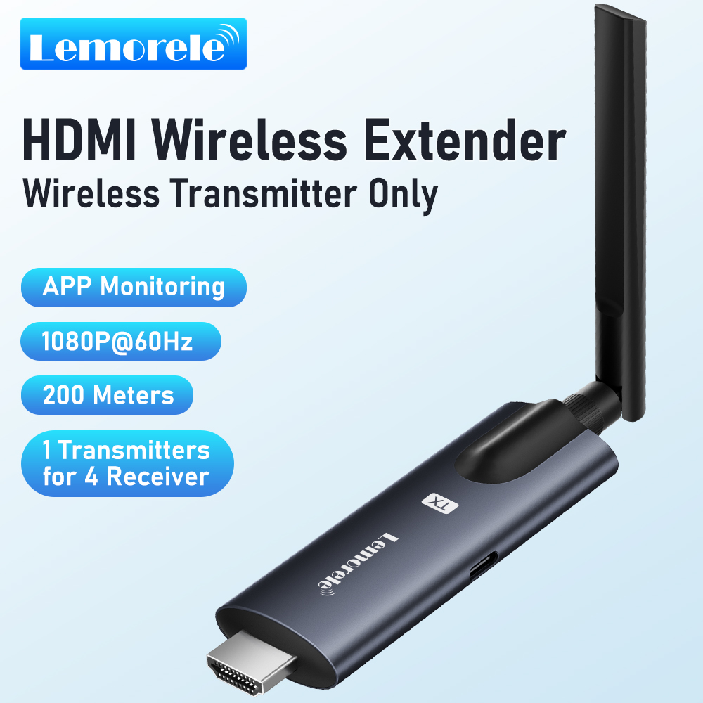 Lemorele R800 HDMI Wireless Transmitter 1080P WiFi 2.4/5G Transmission Distance 100 meters 1 transmitter 4 receivers Use with TuTuLink APP for mobile phones/tablets/laptops/cameras/game con