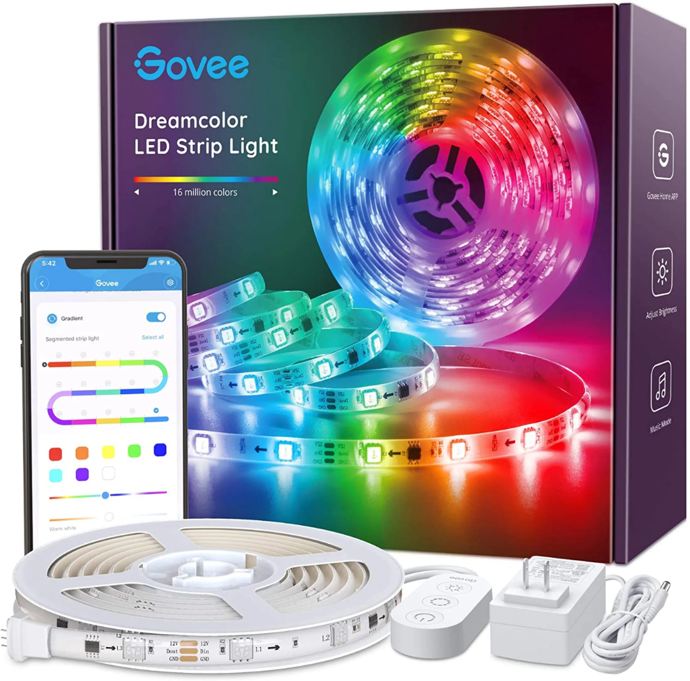 Led Strip Lights Rgbic Dreamcolor Govee App Control Bluetooth 16 4ft Multicolor Led Light Strip Waterproof Music Sync With Color Changing Lights For Room Kitchen Home Party Halloween Christmas Lazada Ph
