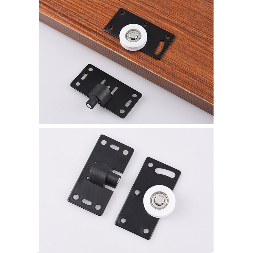 thumbnail image 2 of Black Wardrobe Sliding Door Pulley Wheels - 1 Set Cabinet Roller Replacement Hardware 2 of 10