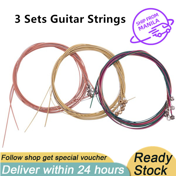 1 Brass Set, 1 Copper Set and 1 Multicolor Set Bememo 3 Sets of 6 Guitar Strings Replacement Steel String for Acoustic Guitar 