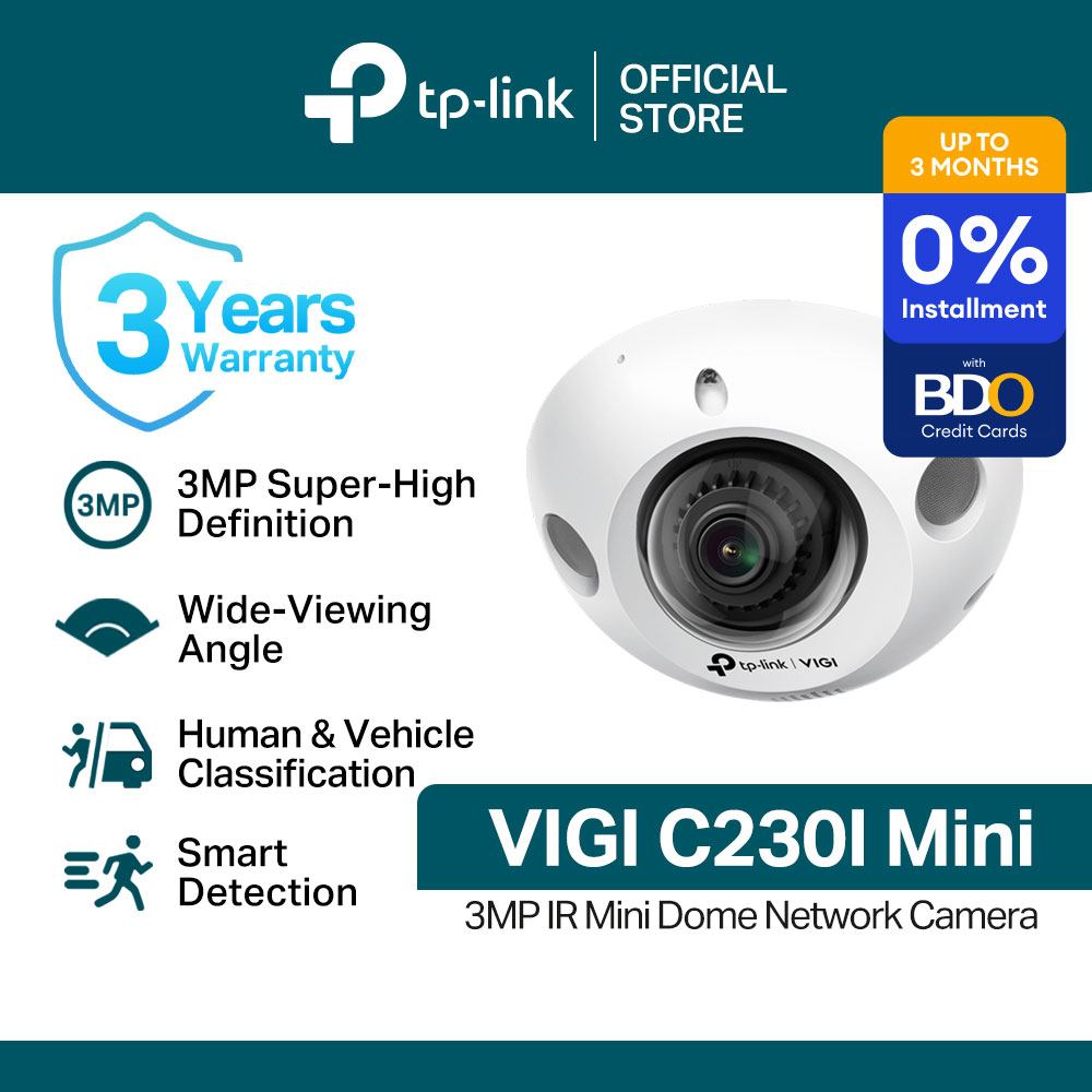 TP-Link Official Store / VIGI C230I Mini / 3MP IR Mini Dome Home Security Network CCTV Camera Connect to Cellphone