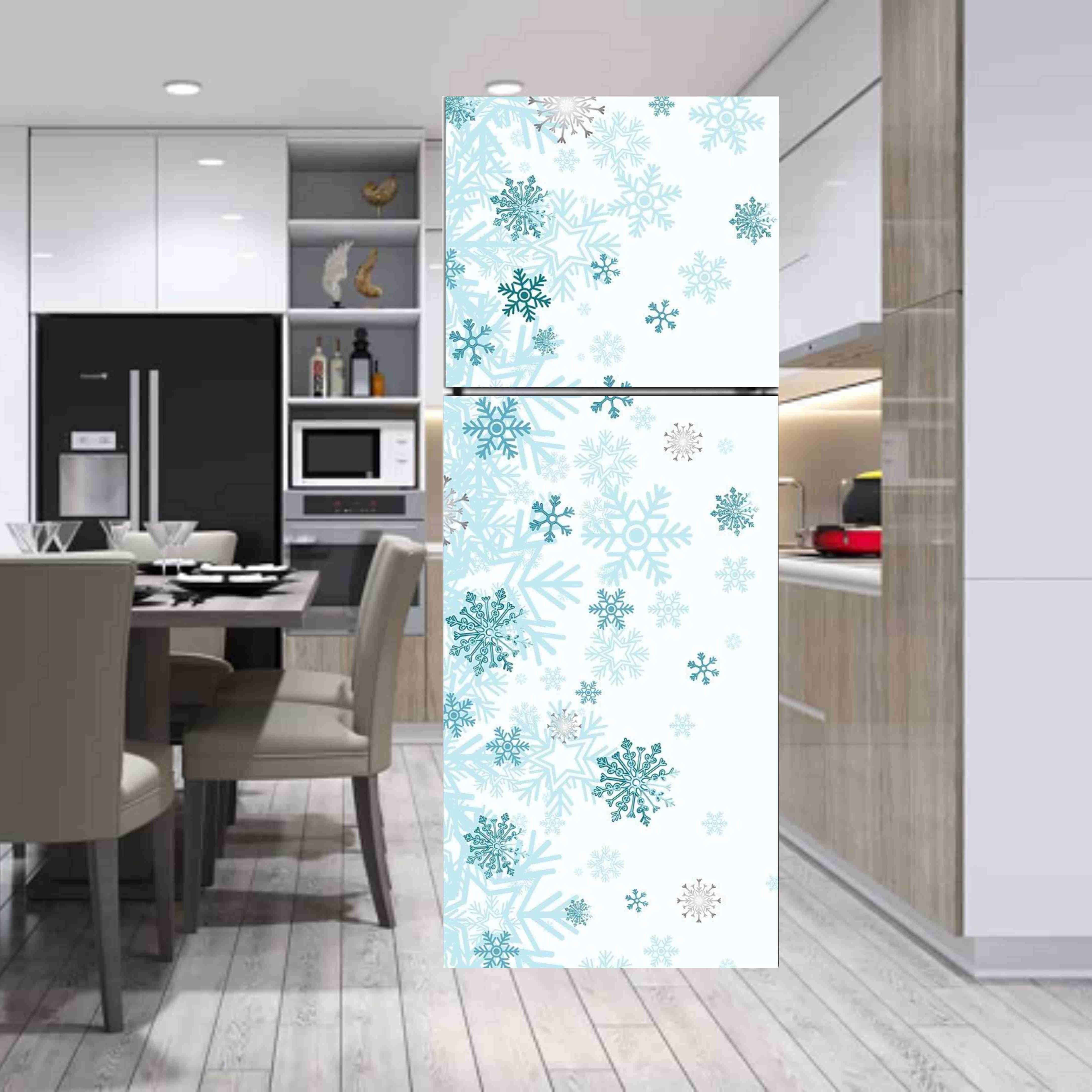 Miếng dán trang trí tủ lạnh họa tiết bông tuyết chất liệu decal cao cấp