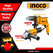 INGCO Angle Grinder and Impact Hammer Drill Power Tool Set