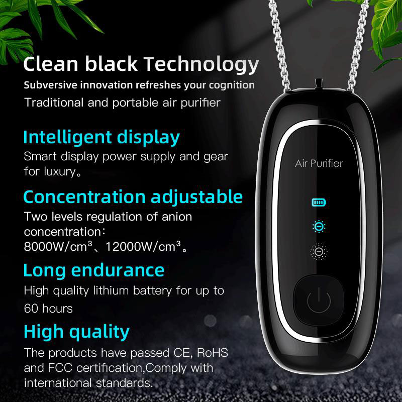 Electroplating Air Purifier Necklace with HEPA Filter - Portable Ionizer