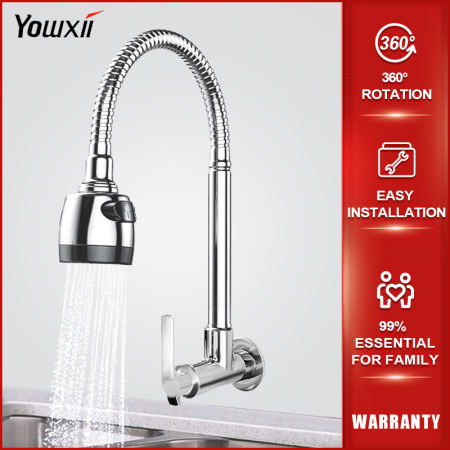 YOWXII 360° Rotate Wall Mounted Kitchen Faucet