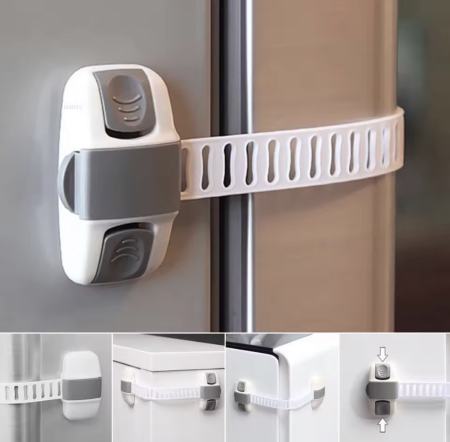 Adjustable Refrigerator Protective Cover With Child Safety Lock For Appliance Doors