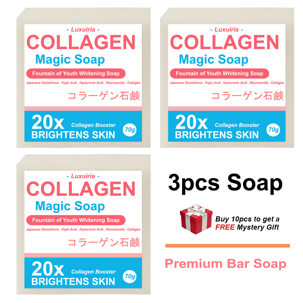magical glutathione whitening soap products Heaven Magic Brightening Bar 3pcs Luxuiria Collagen Magic Soap