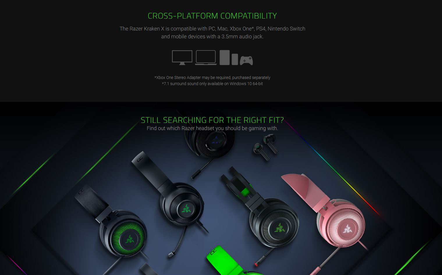 Razer Kraken X Lite Ultralight Gaming Headset: 7.1 Surround Sound Capable  Lightweight Frame Bendable Cardioid Microphone for PC, Xbox, PS4, Nintendo