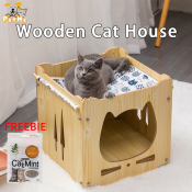 PetMe Cat House Wooden Cat Bed Pet Climbing House Pet Hammock Bed Detachable Washable Kitten Puppy Bed