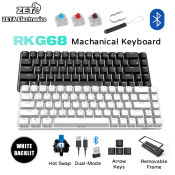 RKG68 DK68 Bluetooth Mechanical Keyboard Wireless 65% White Backlit HotSwappable Gaming Keyboard Brown/Red Switch Tri Mode From Zeta Electronics