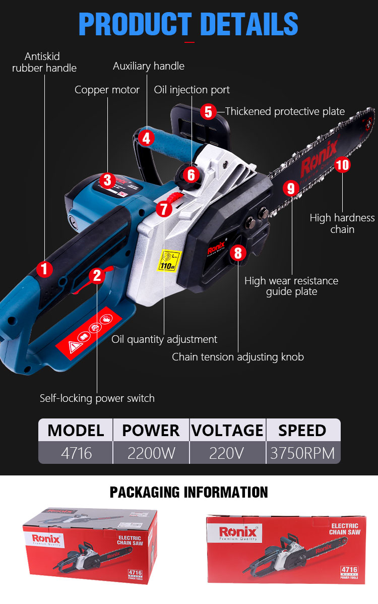 Ronix 2200W Model 4716 Electric Chain Saw Sharpener Mini Chain Saw