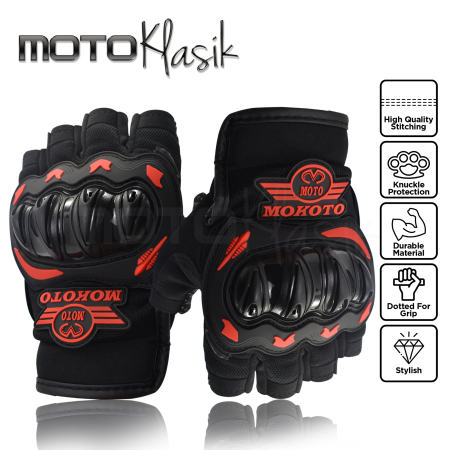 Mokoto Anti-Slip Half Gloves for Motorcycle Riding Gear