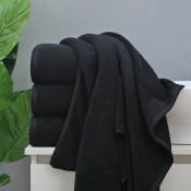 Black Cotton Hotel Towel, Absorbent 70x140cm, Brand Unknown