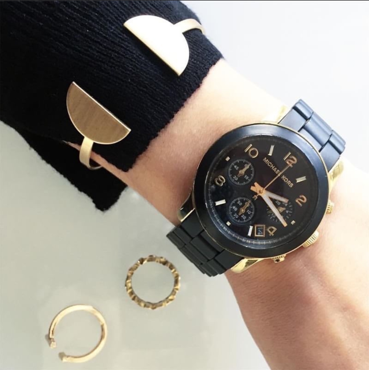 Michael Kors Black Gold Plated Steel Runway MK5191 Wristwatch 39 mm Original With 1 Year Warranty For Mechanism Lazada PH