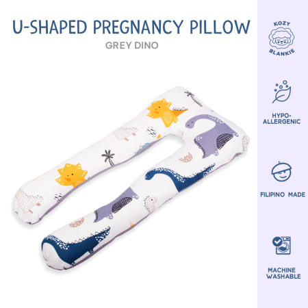 Kozy Blankie U-Shaped Pregnancy Pillow - Grey Dino, 4.6ft