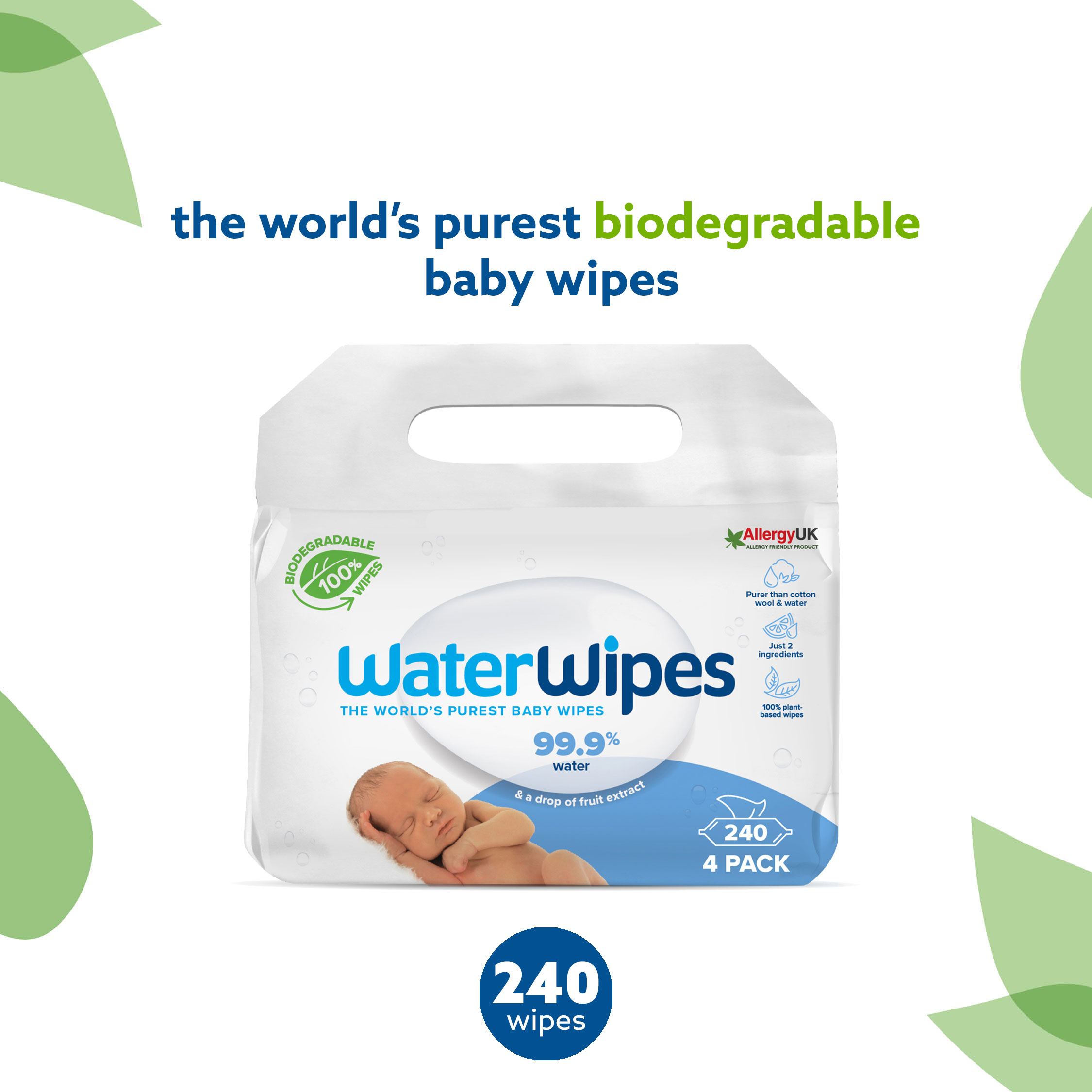 WATERWIPES Fragrance-Free Baby Wipes Bundle - 4x60pk, Bi