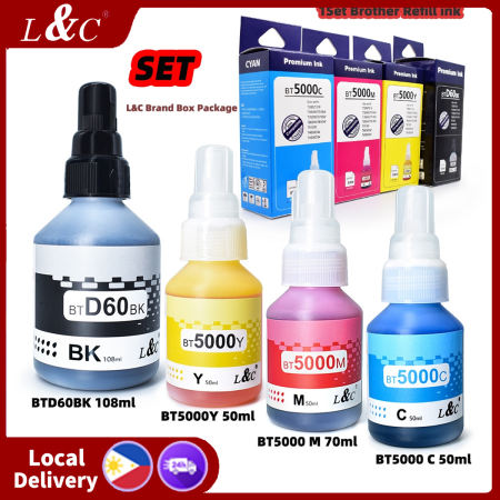 L&C Refill Ink For Brother Ink BTD60 BT5000 BT6000 Dye Ink For Printer DCP-T420W T710W 108ML btd60 brother ink