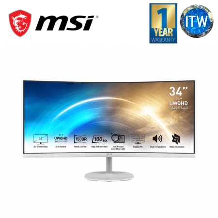 Msi Pro MP341CQW - 34", 3440 x 1440 Uwqhd Curved, 100 HZ Business Productivity Monitor