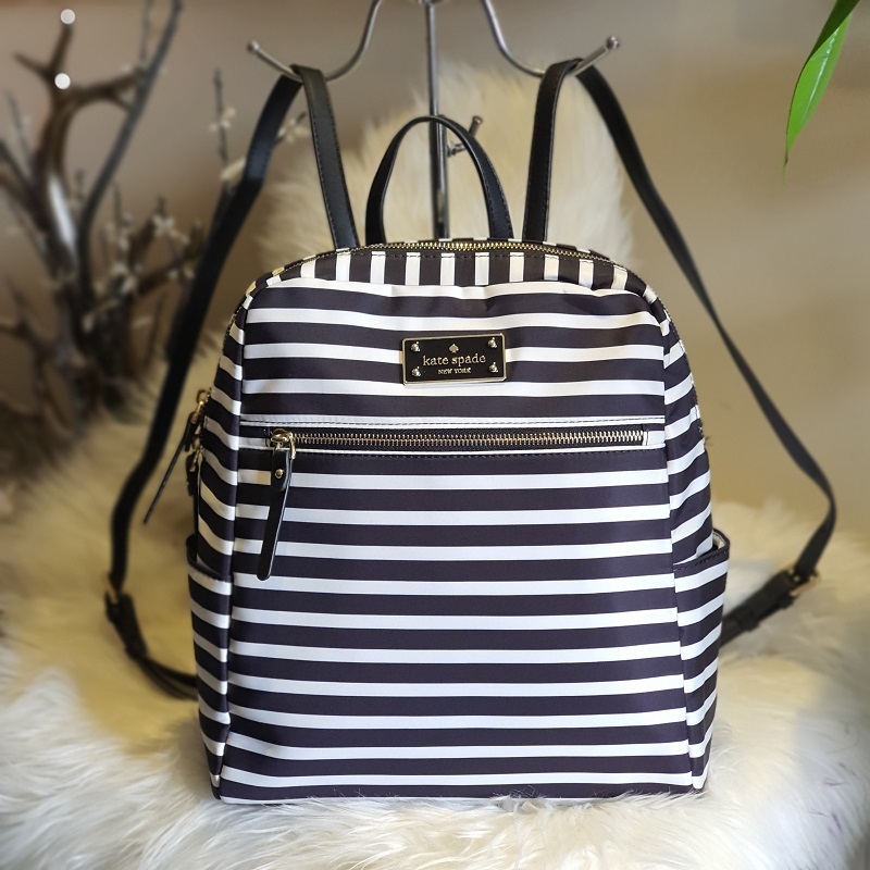 Guaranteed Authentic Kate Spade Black And White Horizontal Stripes Backpack  Blake Avenue | Lazada PH