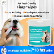 Cassiel Pet Dental Wipes - 50Pcs, Cat/Dog Teeth Cleaning