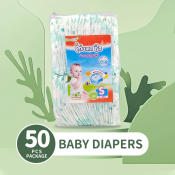 50pcs Baby Diapers on Sale - Magic Tape, Natural Cotton