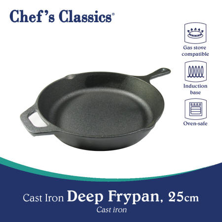 Chef's Classics Cast Iron Deep Frypan, 25cm