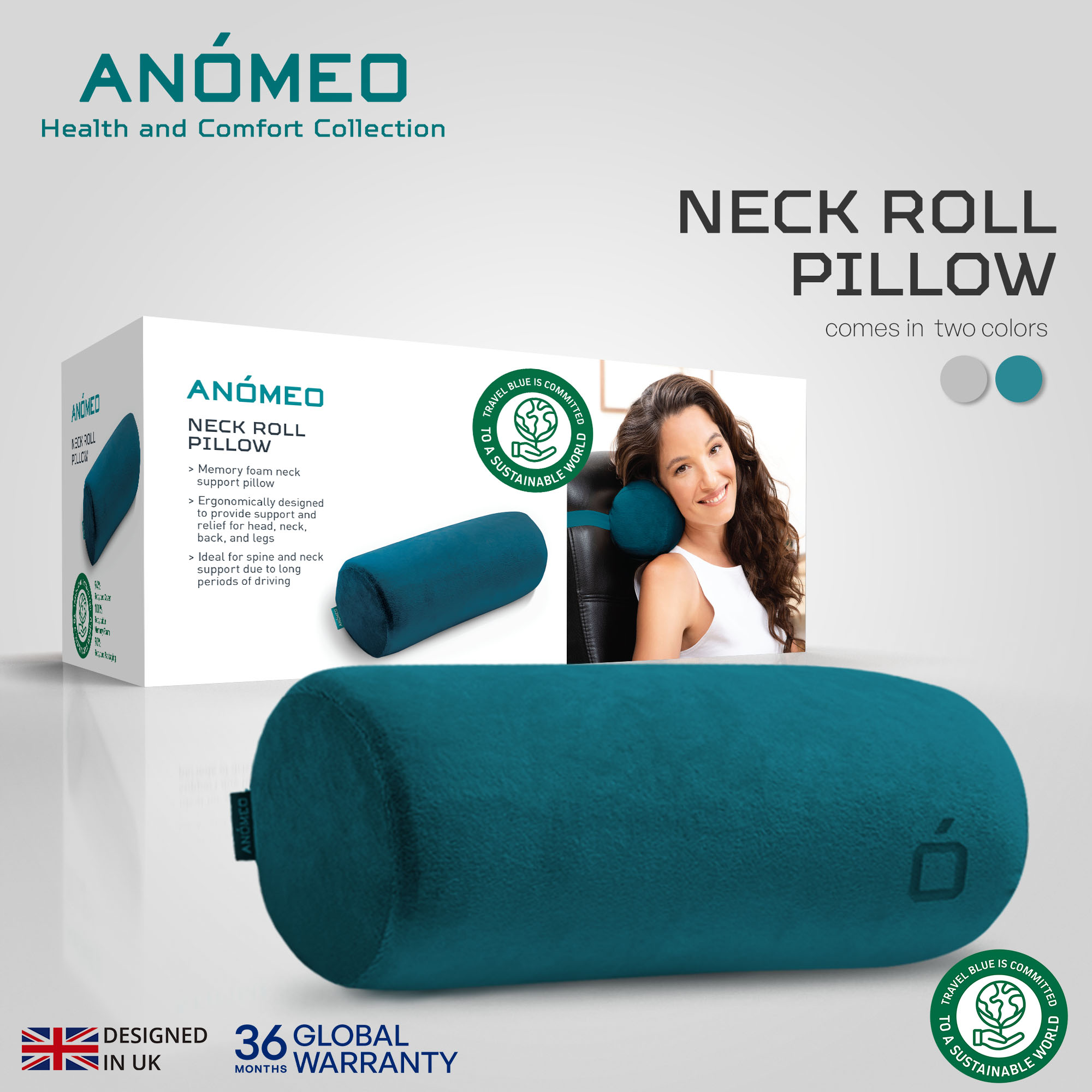 Memory Foam Neck Roll Pillow