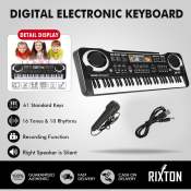 RIXTON 61-Key Black Electronic Keyboard with Mic and USB