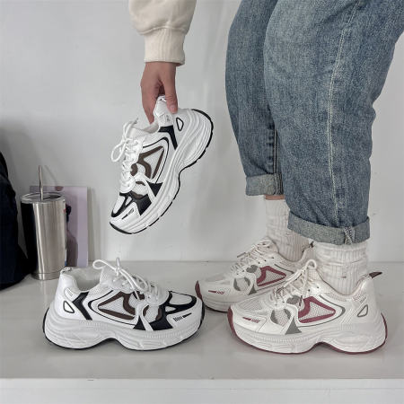 Korean Wedge Sneakers - Women's Casual White Rubber Shoes