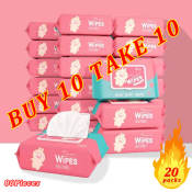 Organic Baby Wipes - 80 Pcs, 99% Water, Hypoallergenic