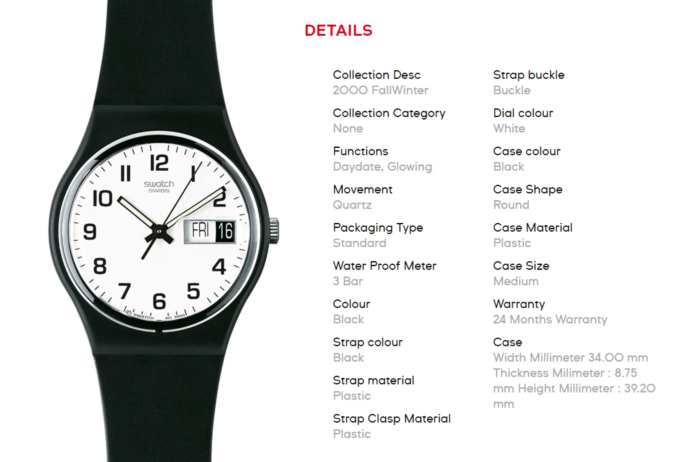 Swatch Gent Once Again Gb743 Black Plastic Strap Watch Lazada Ph