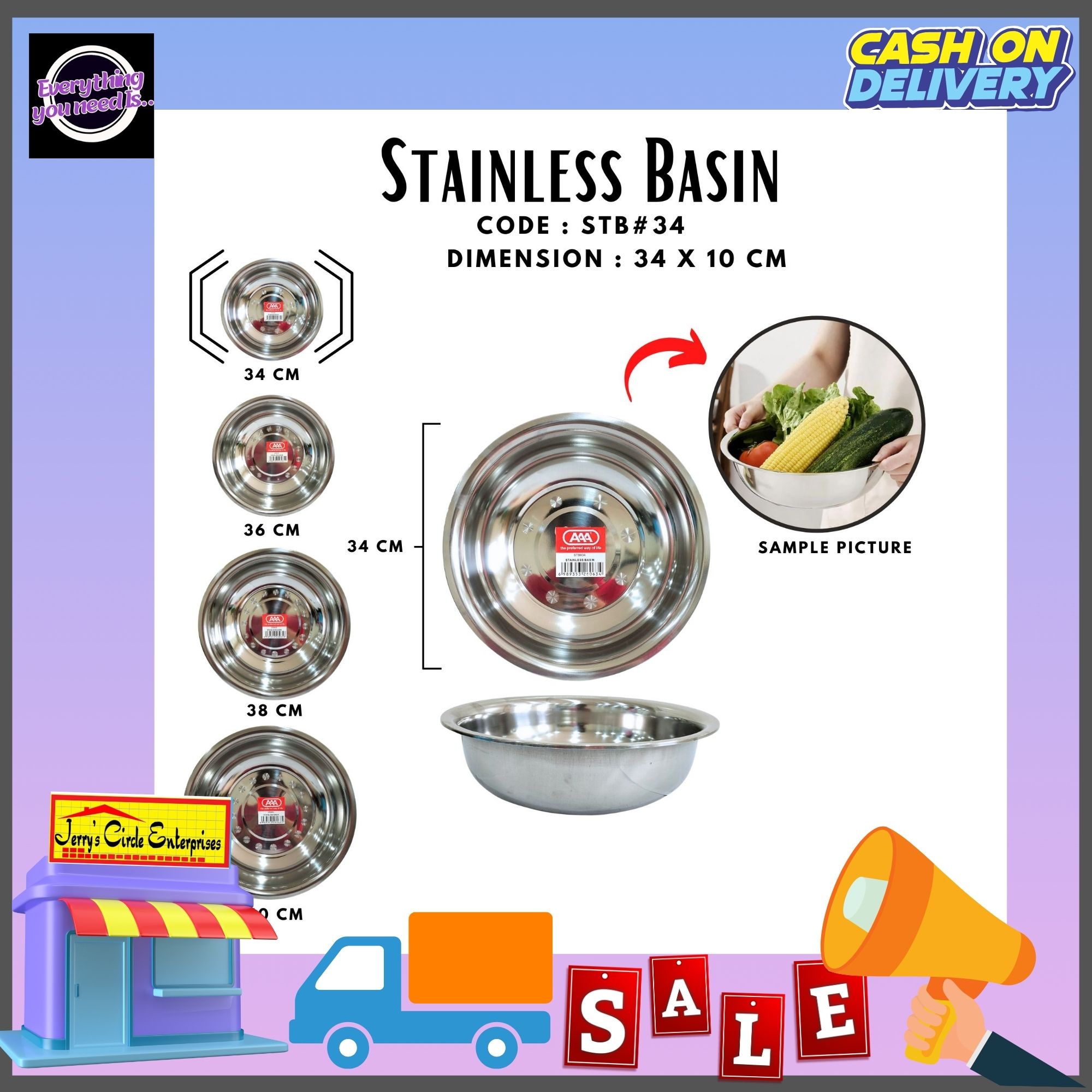 40Cm Stainless Steel Basin Food Storage Large Baking Tool For